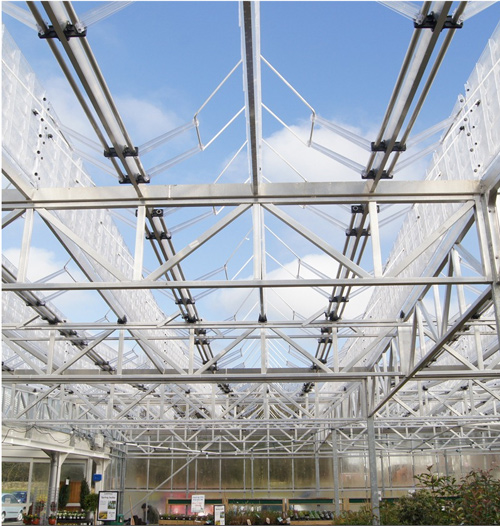 Greenhouse windows opening using actuators