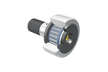 A cross section of an IKO cam follower showing the needle rollers inside