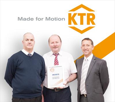 Bob Wright (Centre) with KTR Couplings Ltd' Managing Director Geoff Ancliff and Area Sales Manager Rich Williamson