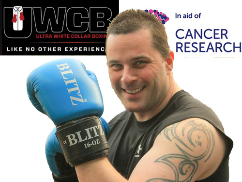 Simon prepares for the WCB Boxing event in aid of Cancer Research