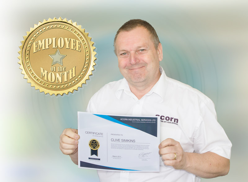Bearings & Maintenance product manager Clive Simkins holding his Employee of the month certificate