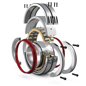 Exploded view of an SKF Cooper Split Spherical Roller Bearing