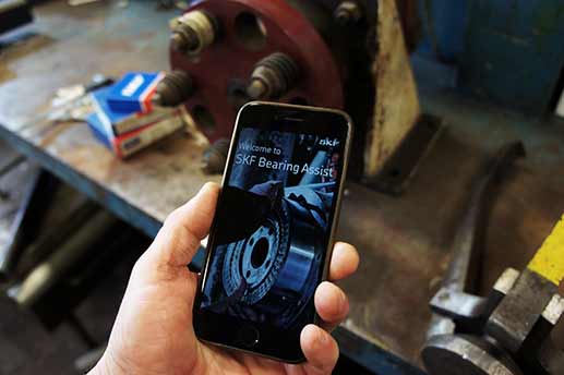 SKF bearing assist app displayed on a smart phone