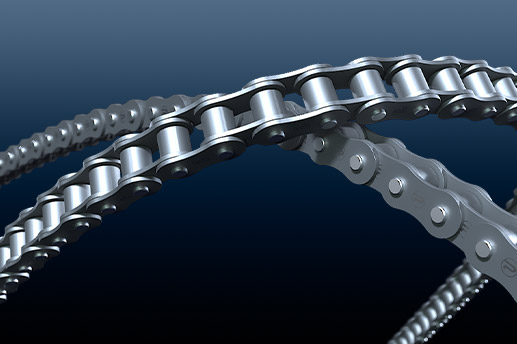 Image of roller chain on a dark blue background