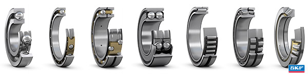 A row of different types of bearings