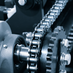 Correctly lubricated chain shown on an application