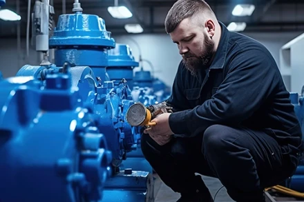 Man inspecting a pump