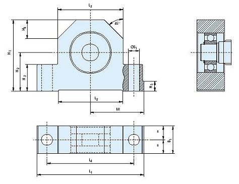 Diagram of a Ewellix BUF Series ball screw support unit