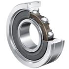 Radial insert ball bearing, cylindrical outer ring, with steel aligning ring, P seals