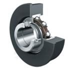 Radial insert ball bearing, with rubber interliner, location by eccentric locking collar, Pseals