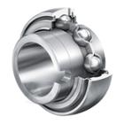Radial insert ball bearing, spherical outer ring, non-locating, drive slot in inner ring, Rseals