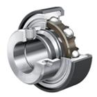 Radial insert ball bearing, with rubber interliner, eccentric locking collar, P seals