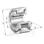 Yoke type track roller, full complement needle rollers, with axial guidance,axial plain washers
