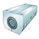 Linear ball bearing and housing unit; adjustable clearance, with self-aligning linear ball bearing, contact seals on both sides